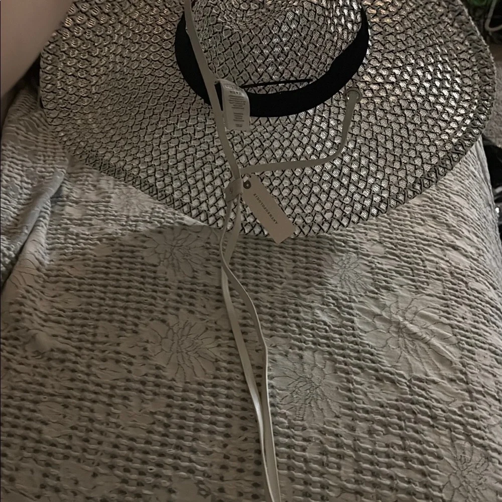 Anthropologie wide brim  Black and White Woven Hat - Picture 11 of 16